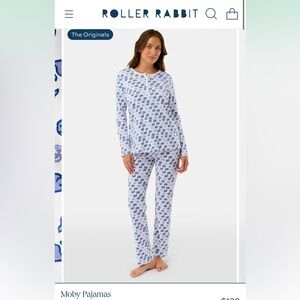 Roller Rabbit Pajama Set with Moby Blue Whale Print